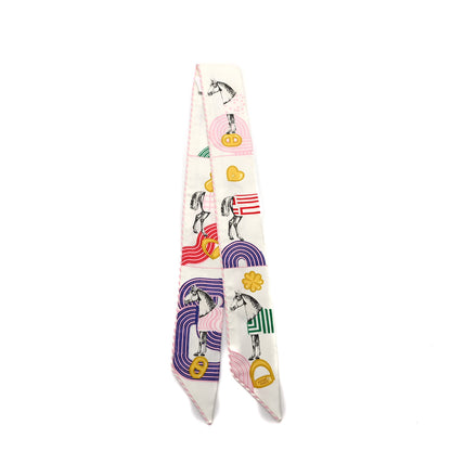 Hermes Silk Garde Robe Pop Charms Twilly White Multicolor 2 of 4