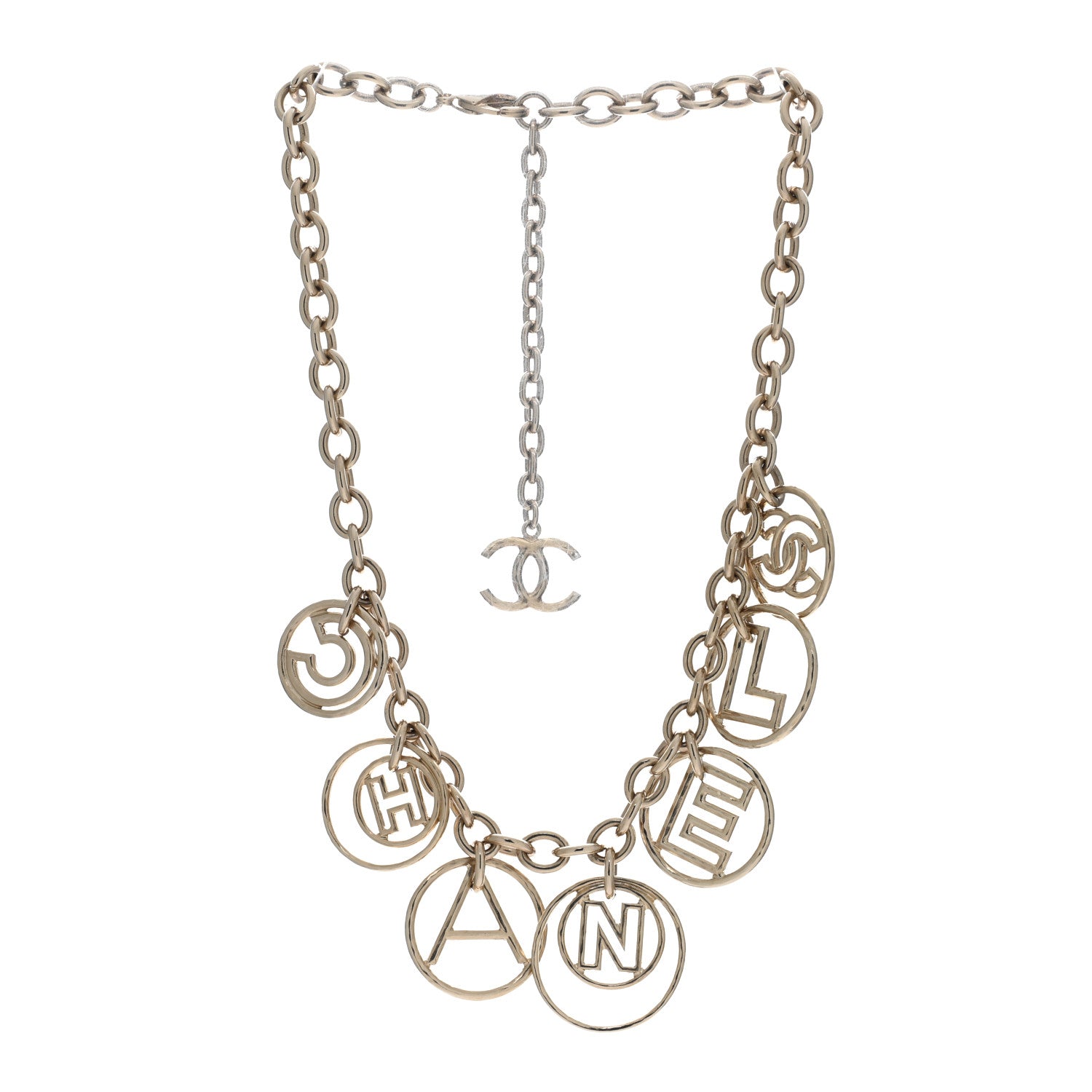 Chanel Metal Hoop Cuba Logo Necklace Gold 3 of 4