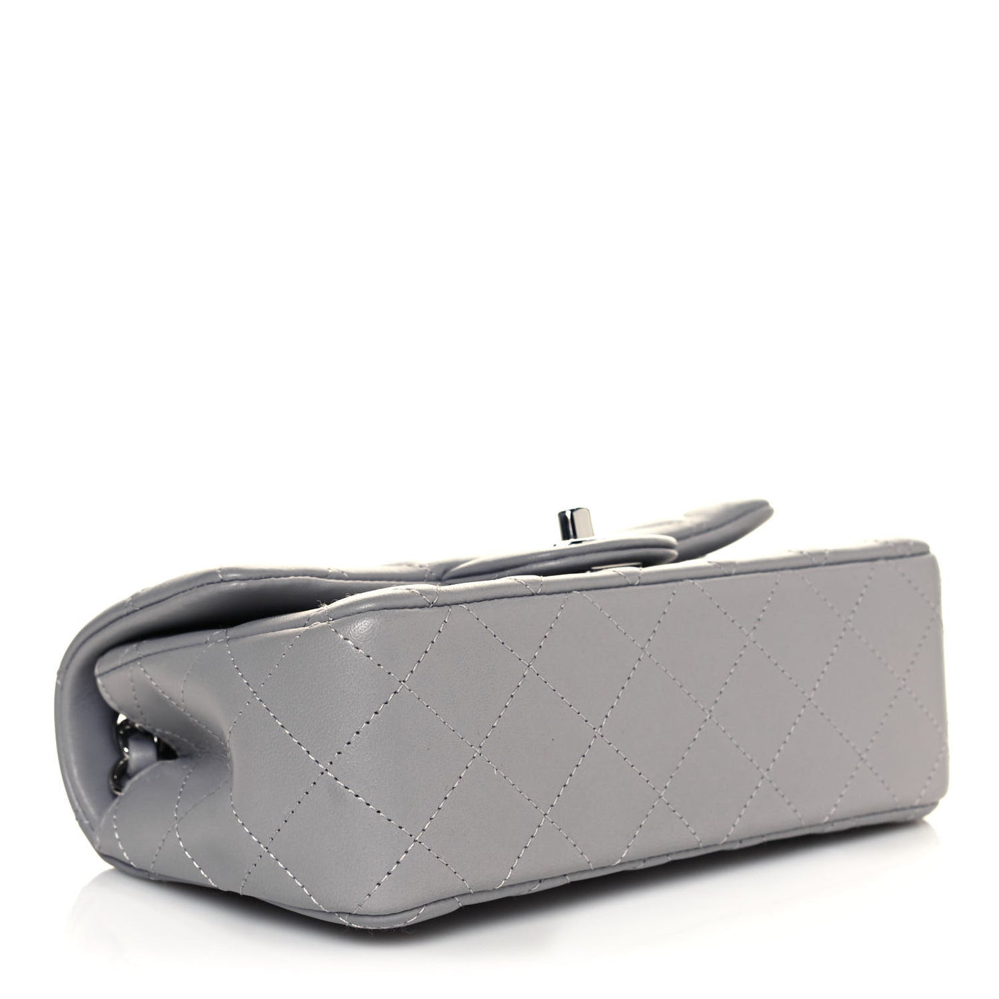 Lambskin Quilted Mini Rectangular Flap Grey
