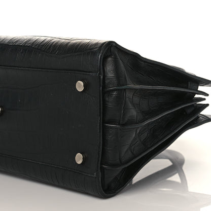 Saint Laurent Calfskin Crocodile Embossed Small Sac de Jour Black 9 of 11