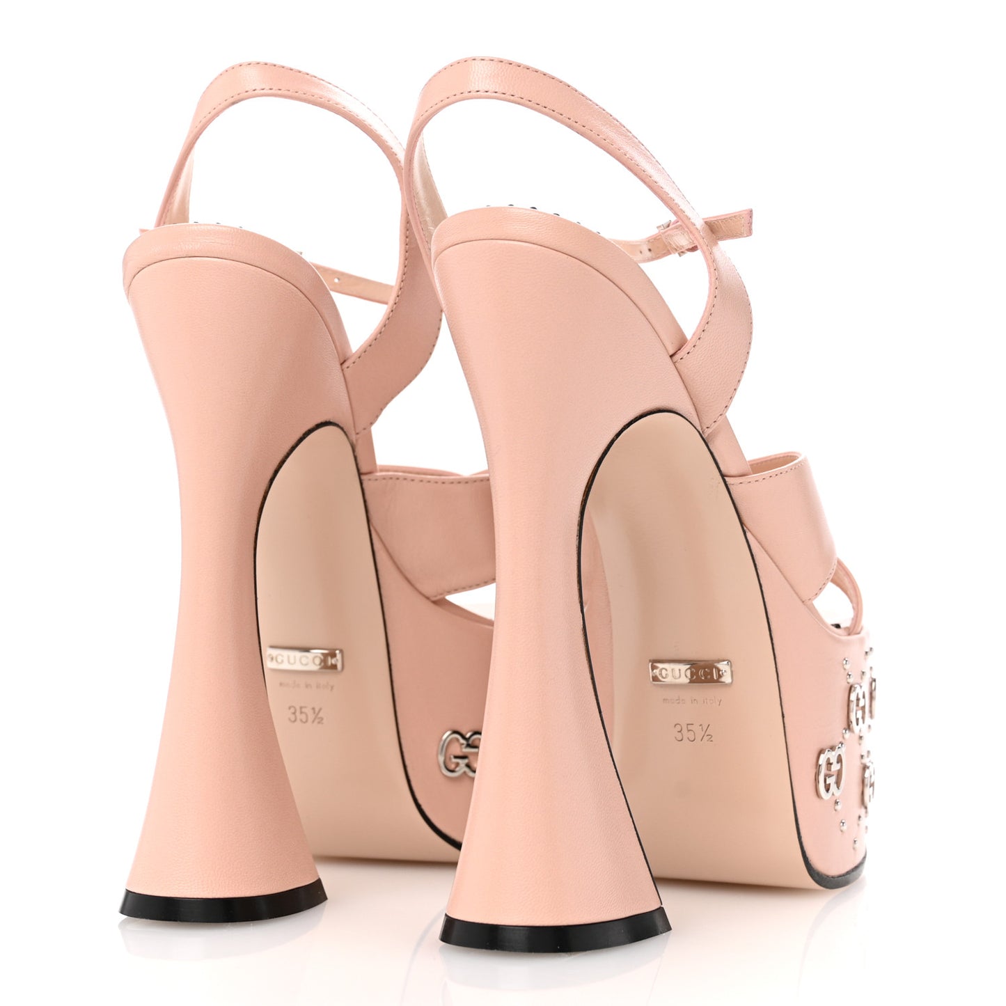 Malaga Kid Interlocking G Studs 155mm Platform Sandals 35.5 Perfect Pink