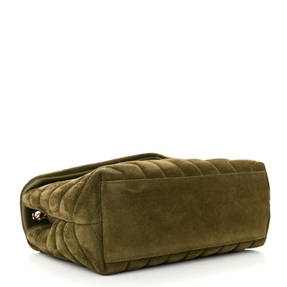 Saint Laurent Suede Calfskin Y Quilted Monogram Small Loulou Chain Satchel Loden Green 4 of 13