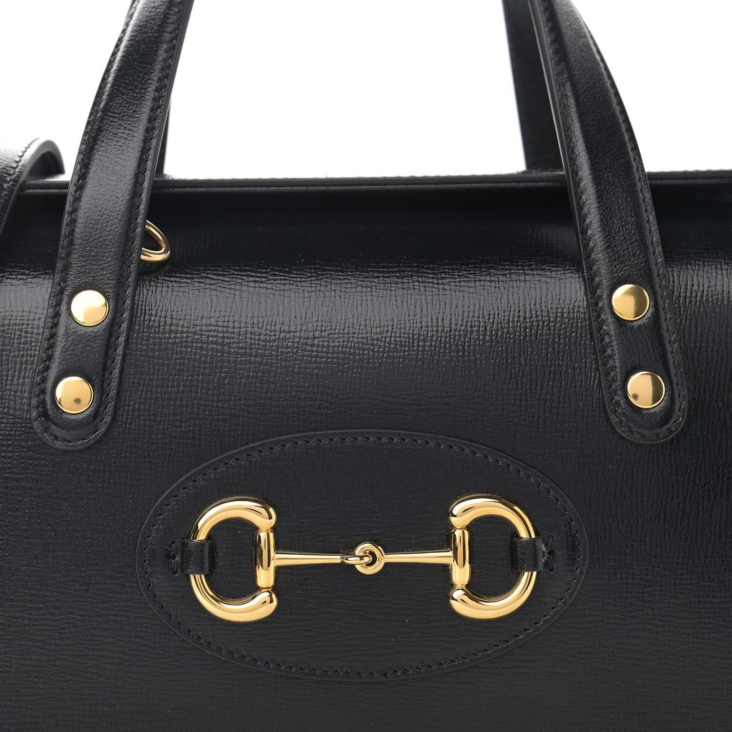 Gucci Textured Calfskin Mini Horsebit 1955 Foldover Top Handle Bag Black 8 of 10