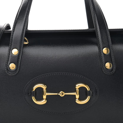 Gucci Textured Calfskin Mini Horsebit 1955 Foldover Top Handle Bag Black 8 of 10