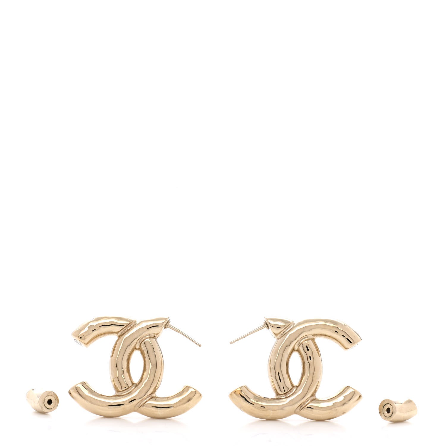Chanel Metal Large CC Earrings Light Gold 4 of 6