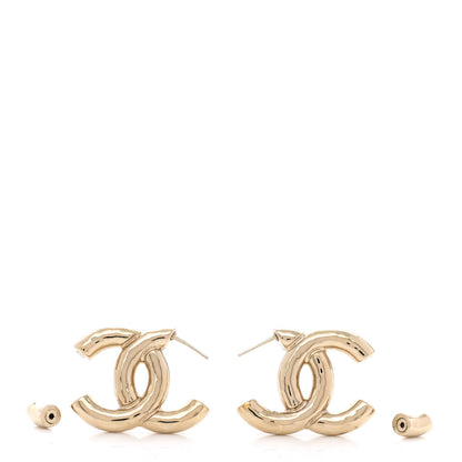 Chanel Metal Large CC Earrings Light Gold 4 of 6