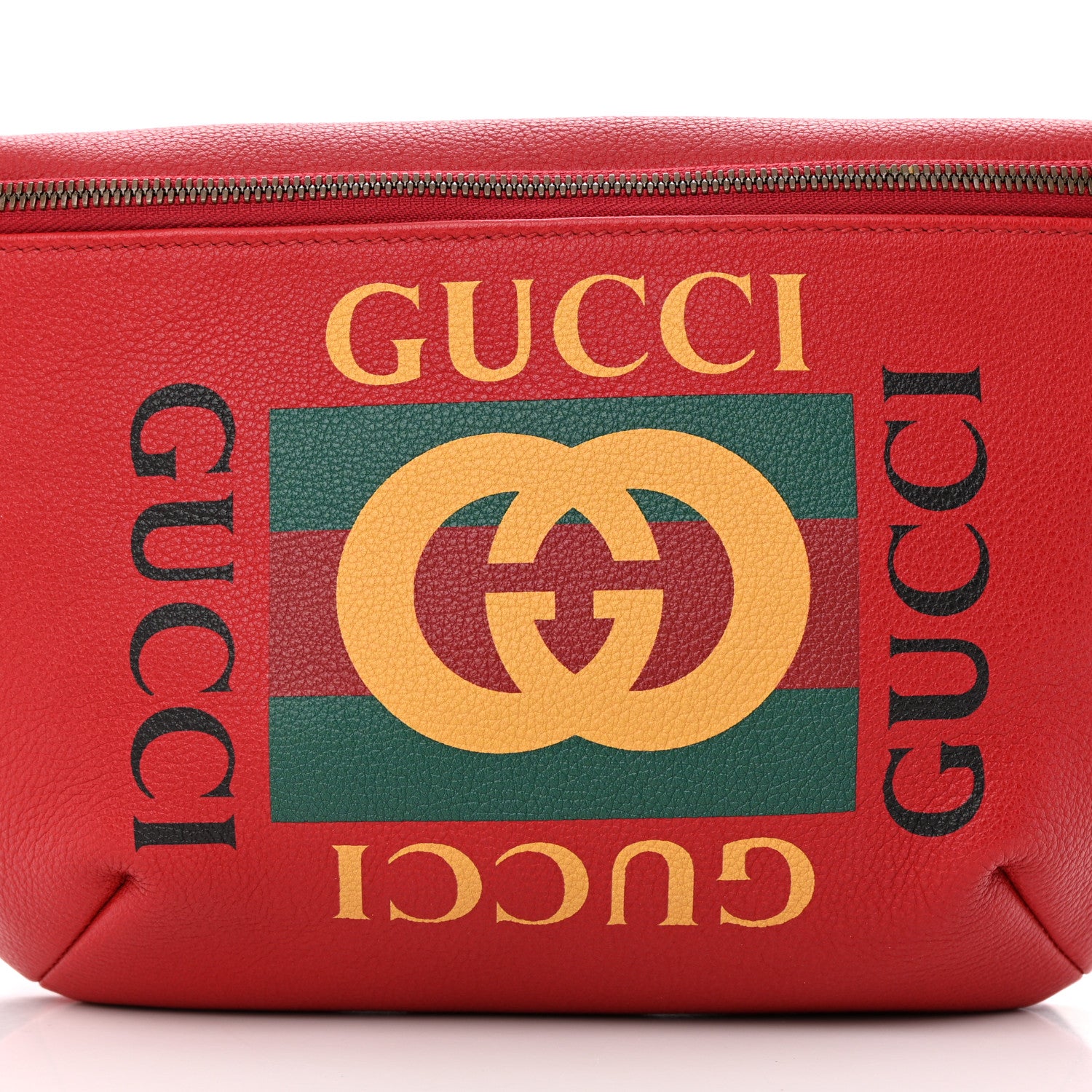 Gucci Grained Calfskin Logo Belt Bag Hibiscus Red 8 of 11