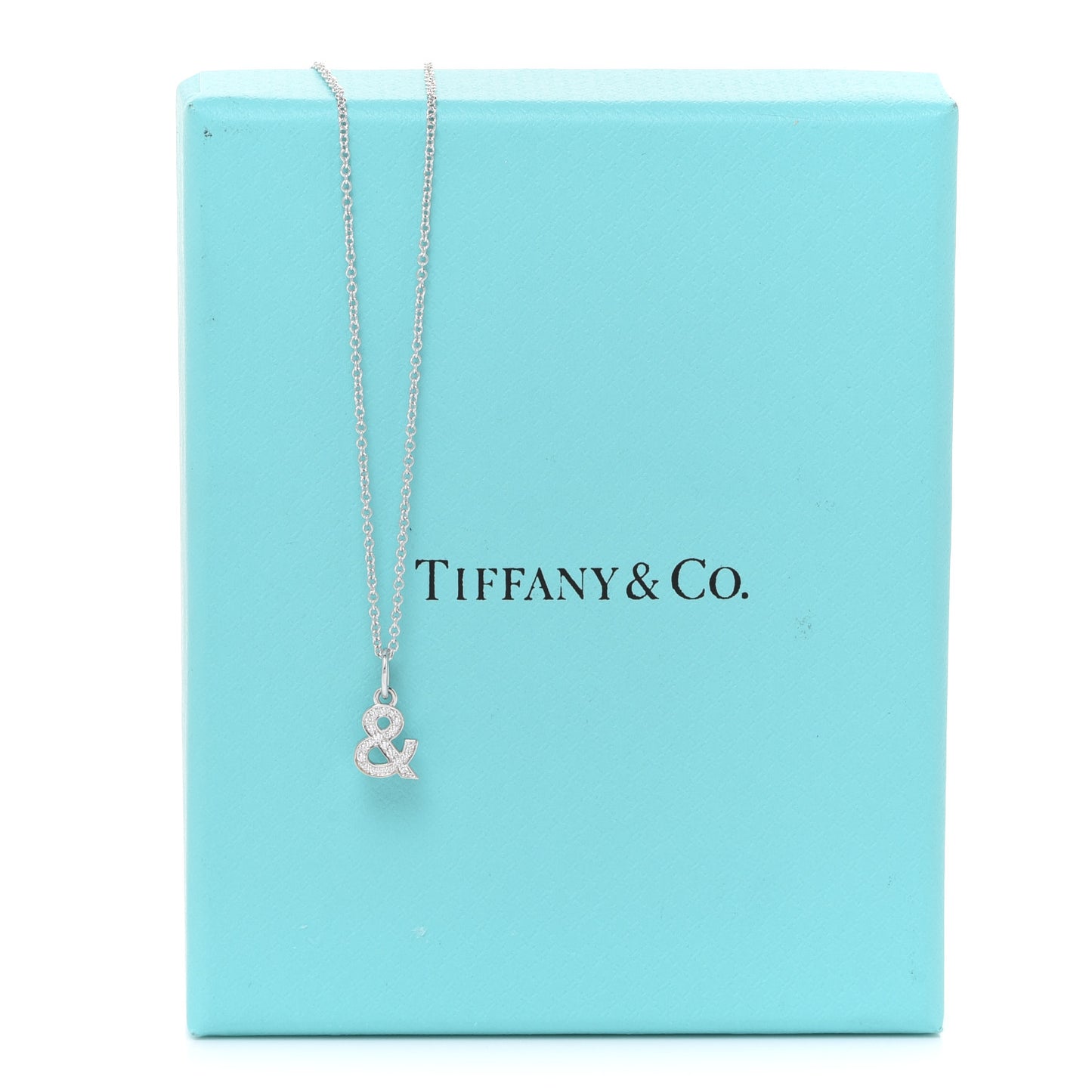 18K White Gold Diamond Small Ampersand Pendant Necklace