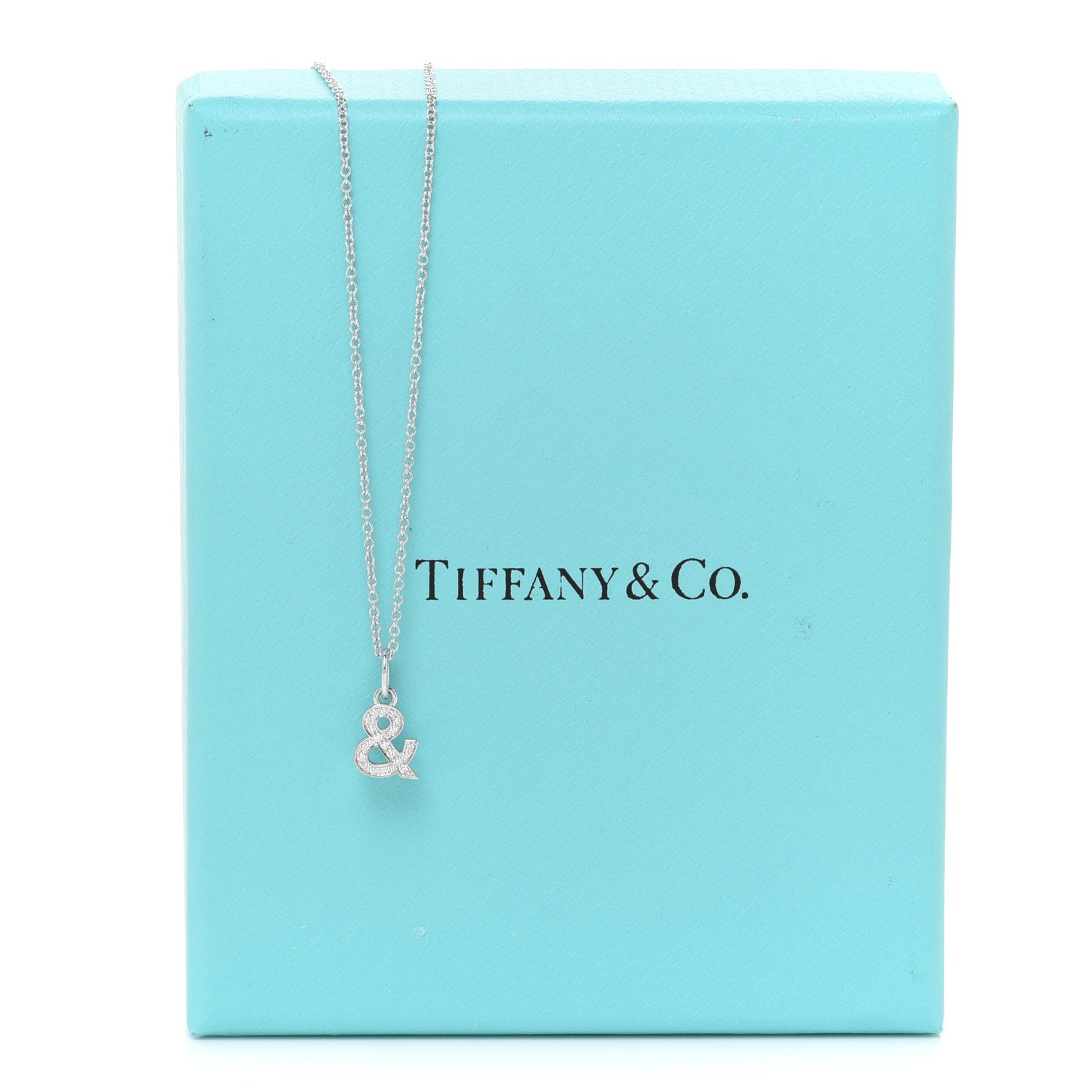Tiffany 18K White Gold Diamond Small Ampersand Pendant Necklace 6 of 6