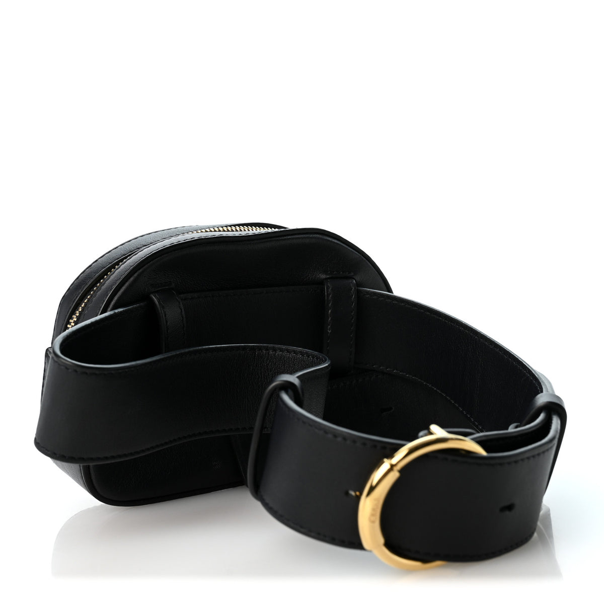 Smooth Calfskin Little Horses Embroidered Signature Belt Bag Black