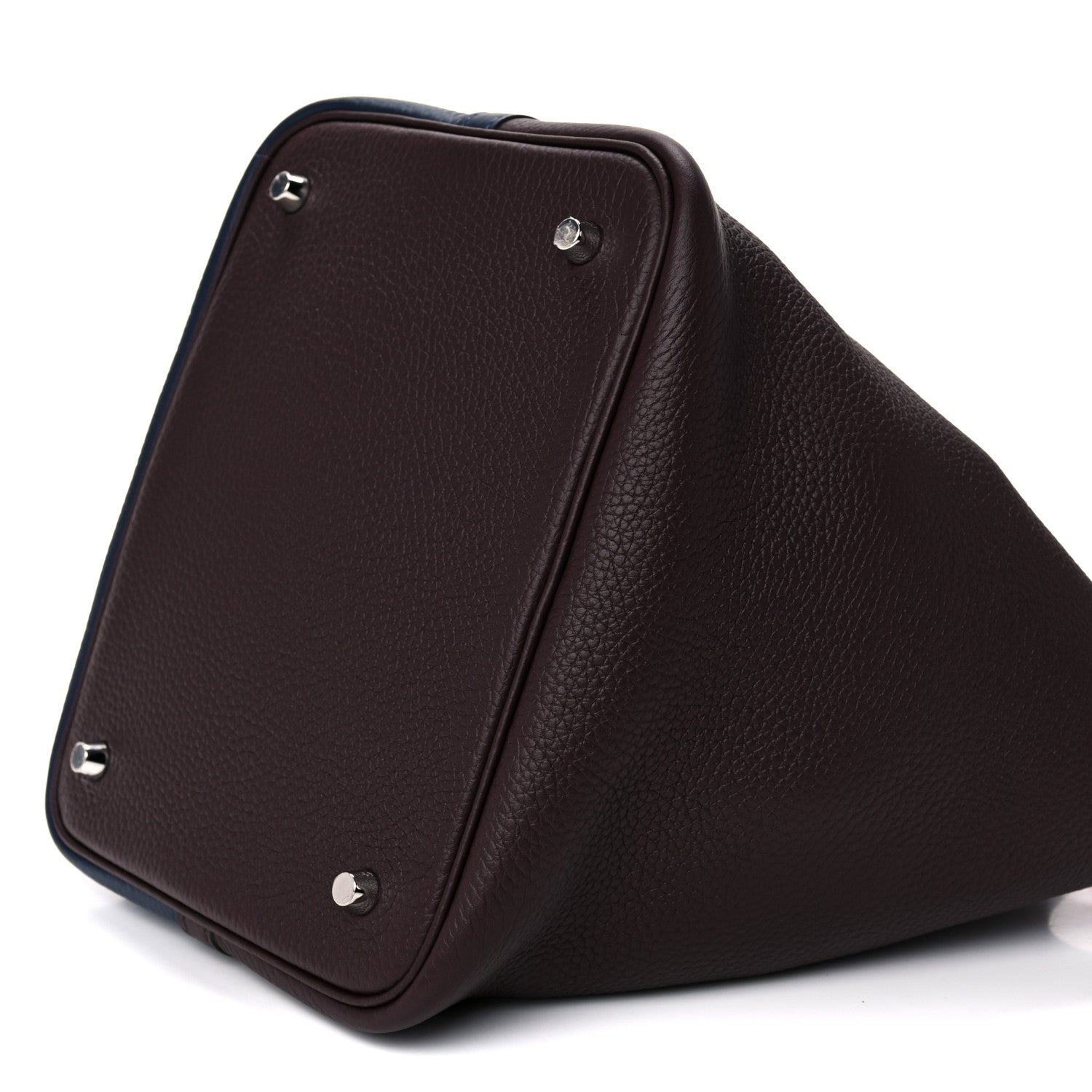 Hermes Taurillon Clemence Casaque Picotin Lock 22 MM Bleu Nuit Framboise Rouge Sellier 9 of 12