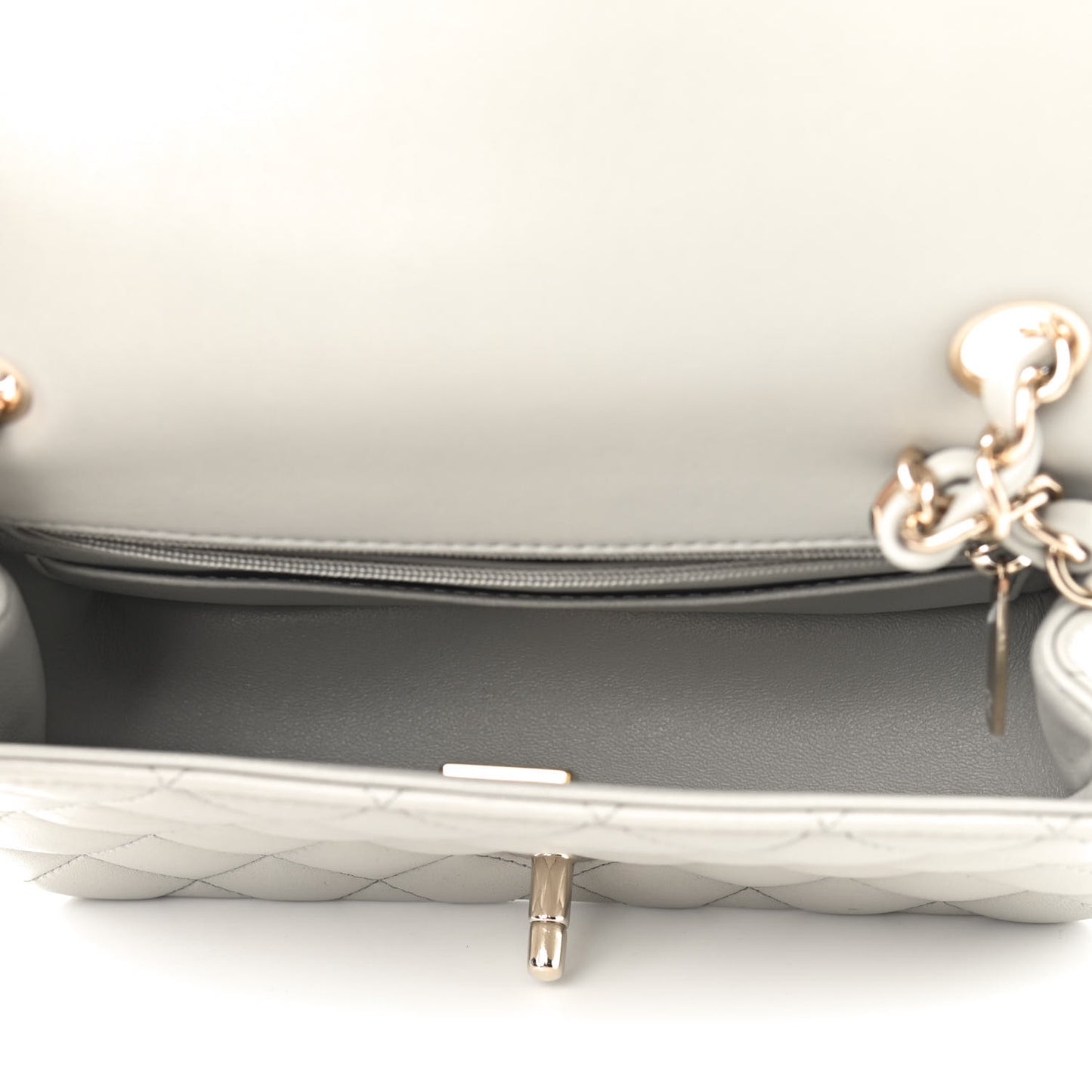 Lambskin Quilted Mini Rectangular Flap Grey