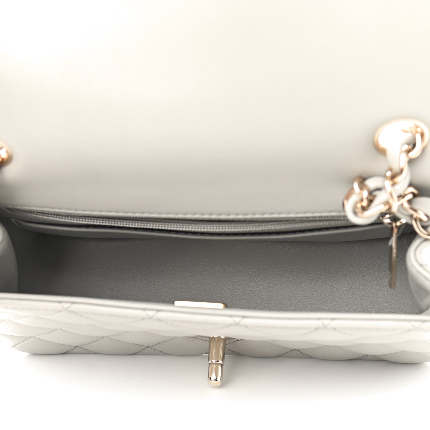 Chanel Lambskin Quilted Mini Rectangular Flap Grey 5 of 9