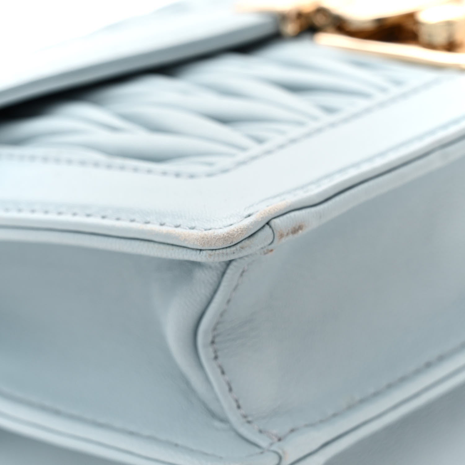 Miu Miu Lambskin Confidential Matelasse Chain Shoulder Bag Light Blue 13 of 13