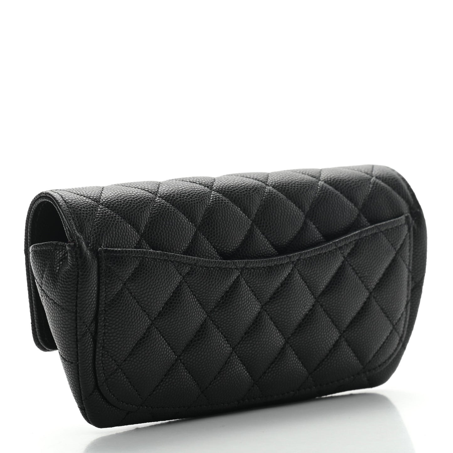 Caviar Quilted Glasses Case With Chain Black