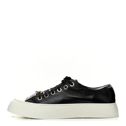 Chanel Shiny Aged Calfskin Womens CC Platform Sneakers 40 Black 1 of 9