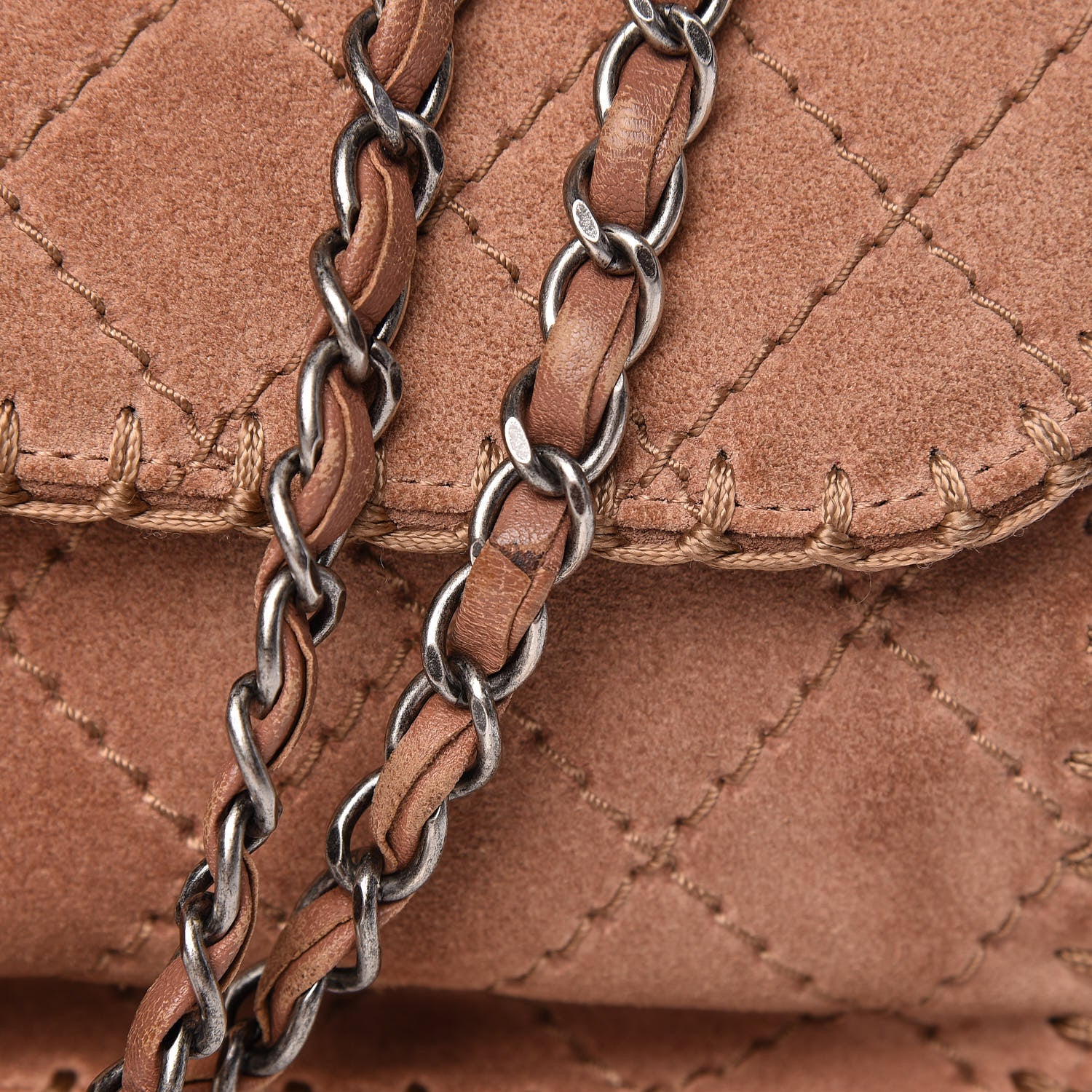 Chanel Suede Calfskin Stitch Flap Light Brown 22 of 25