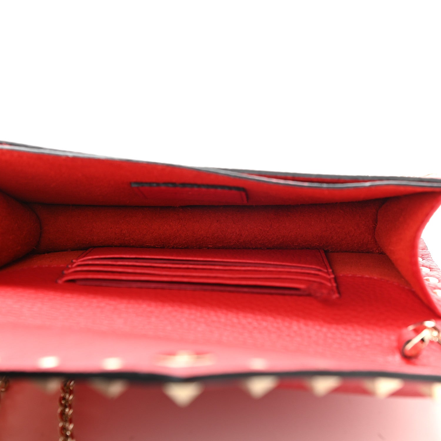 Valentino Garavani Pebbled Calfskin Rockstud Envelope Wallet on Chain Rouge Pur 5 of 8