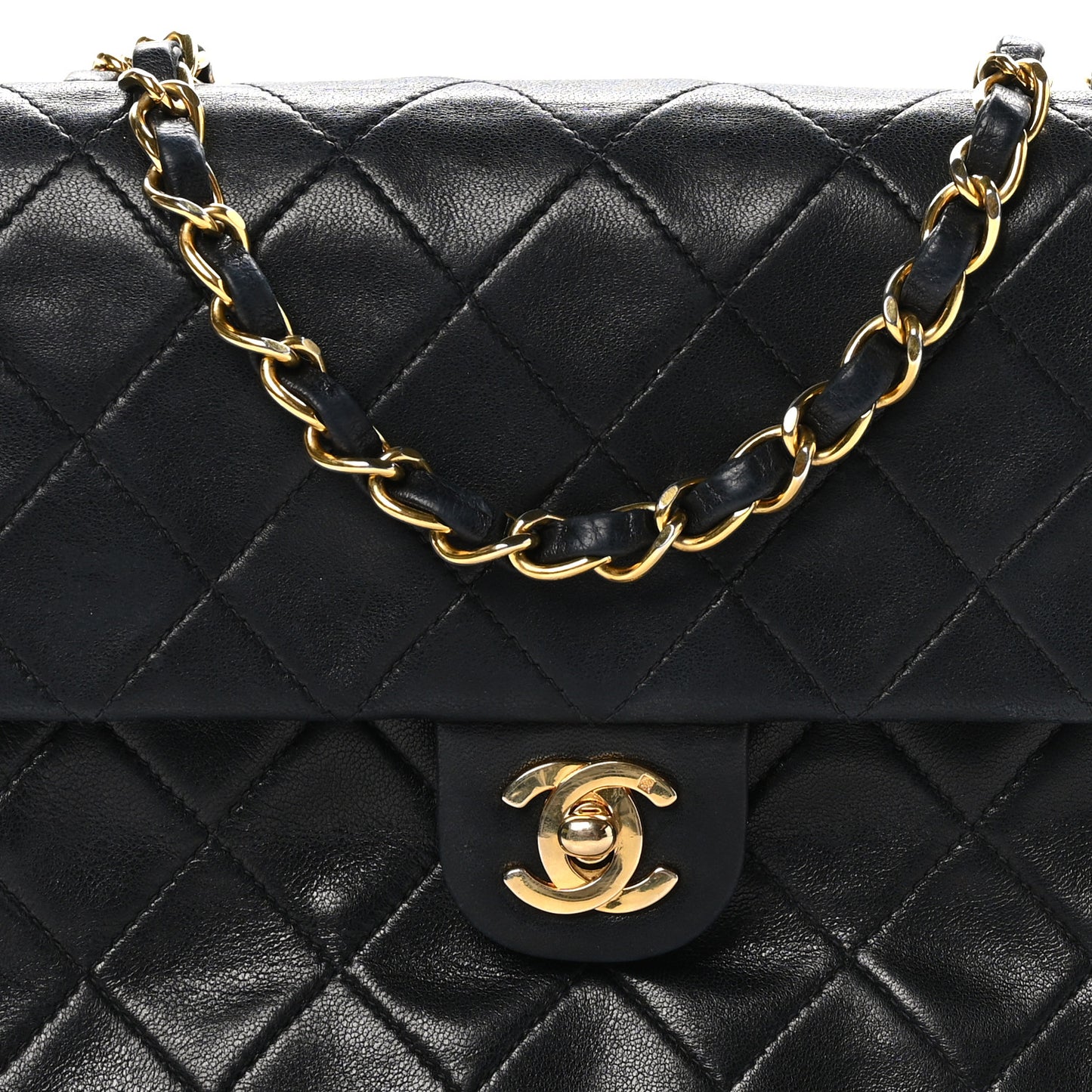 Lambskin Quilted Mini Square Flap Bag Black