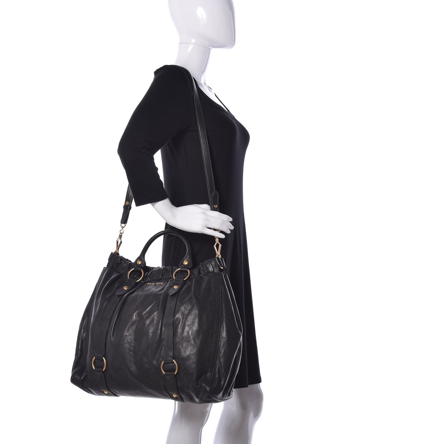 Miu Miu Nappa Spring Tote Black 2 of 10