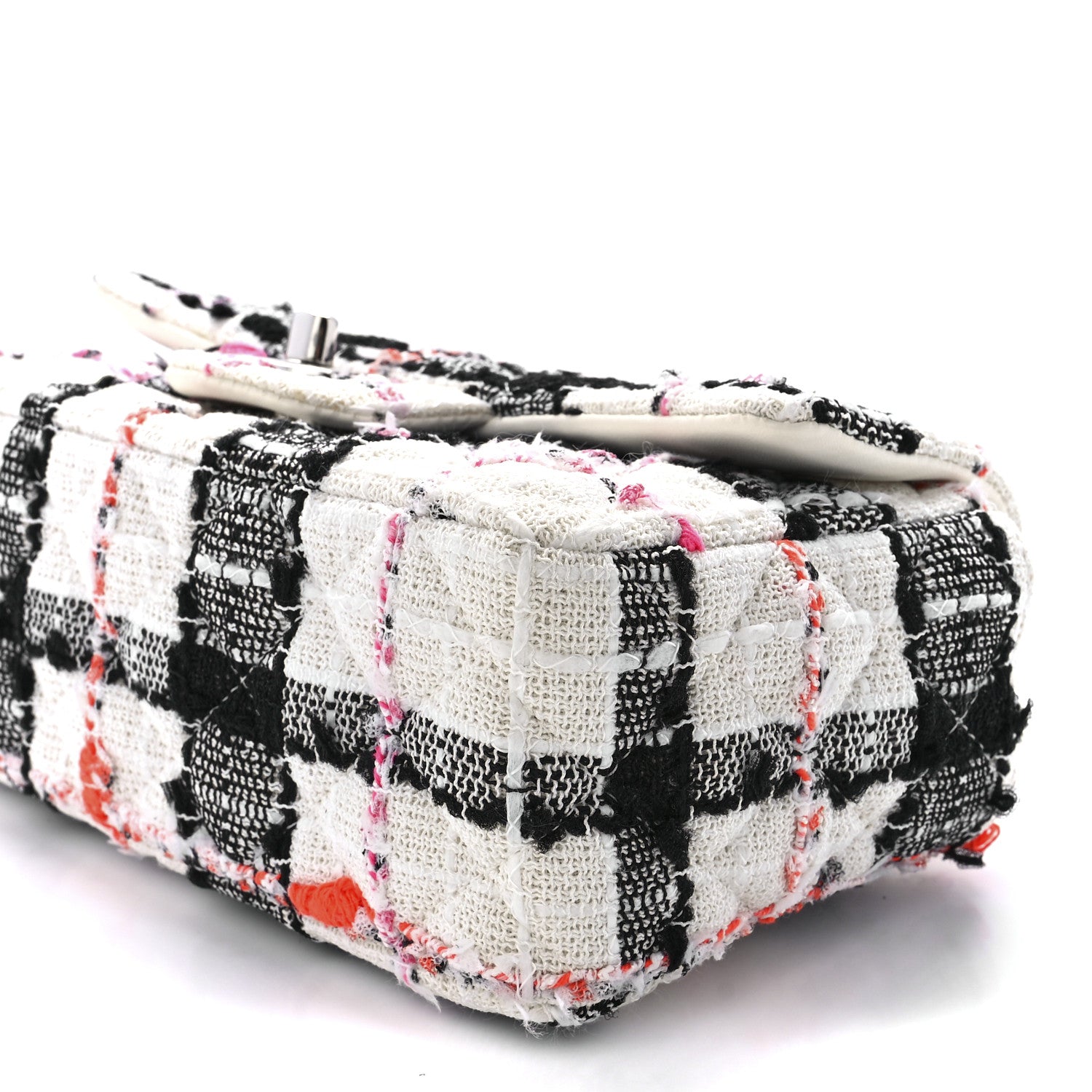 Chanel Tweed Quilted Mini Rectangular Flap Black White Pink 12 of 13