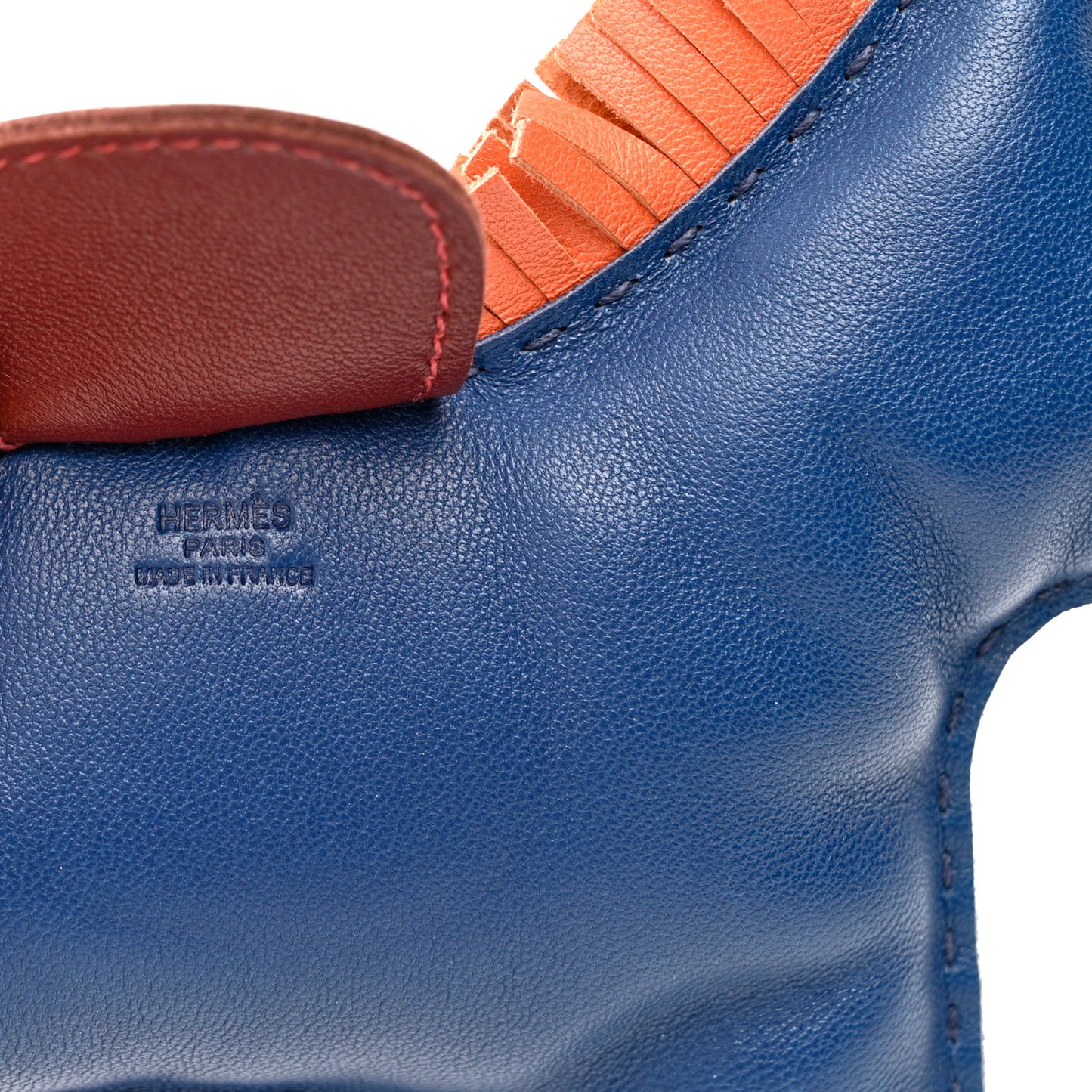 Milo Lambskin Grigri Rodeo Horse Bag Charm GM Bleu de Malte Rouge H Orange Poppy