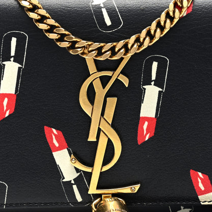 Saint Laurent Calfskin Lipstick Print Small Classic Monogram Kate Tassel Satchel Black 7 of 9