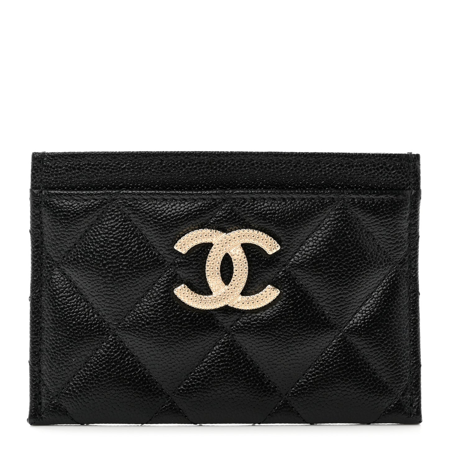 Caviar Quilted Studded CC Card Holder Black