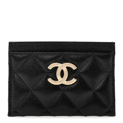 Chanel Caviar Quilted Studded CC Card Holder Black 1 of 8