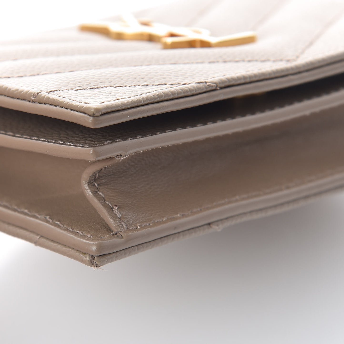 Grain De Poudre Matelasse Chevron Monogram Card Case Dusty Grey