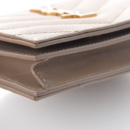 Saint Laurent Grain De Poudre Matelasse Chevron Monogram Card Case Dusty Grey 7 of 8
