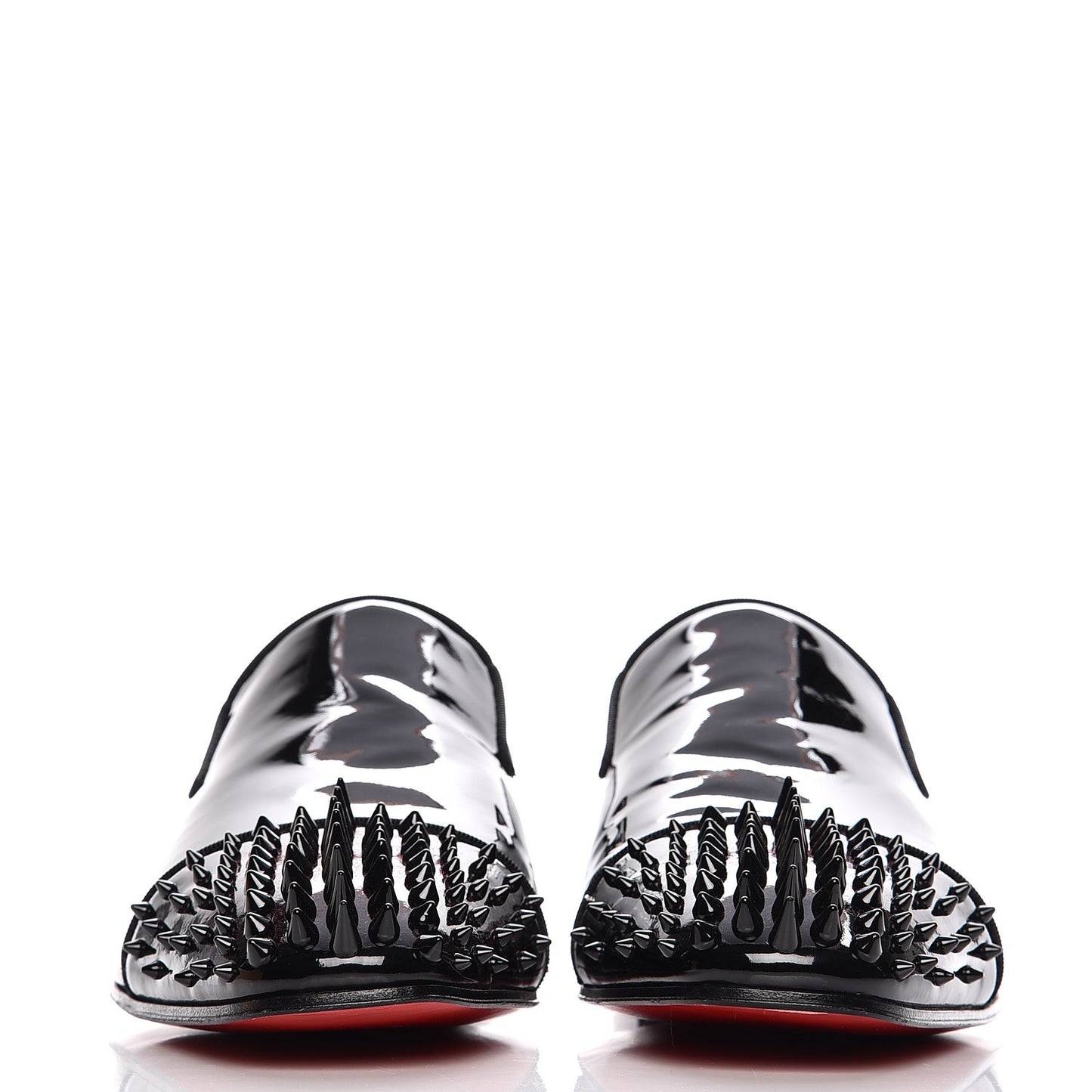 Mens Patent Spikes Dynodent Flat Loafers 42 Black