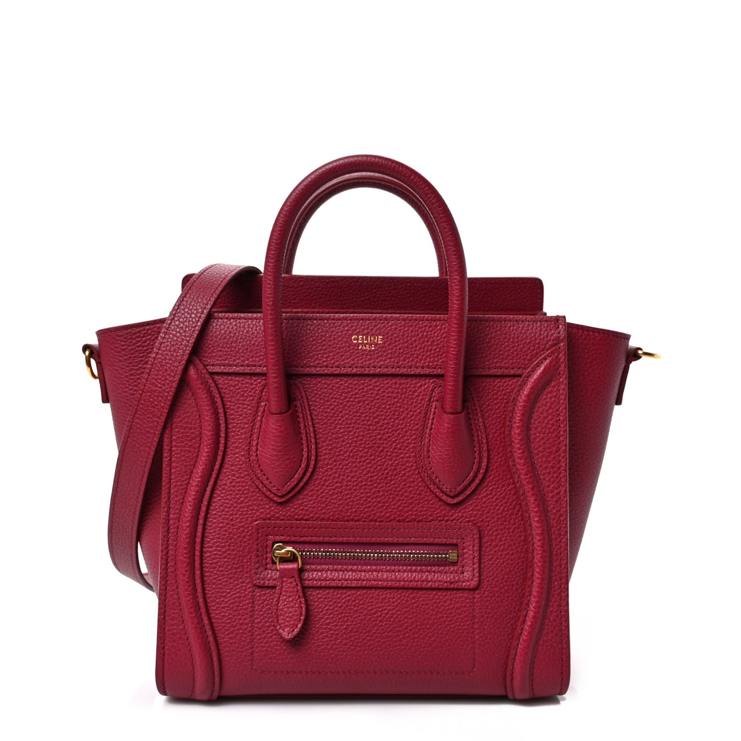 Drummed Calfskin Nano Luggage Plum