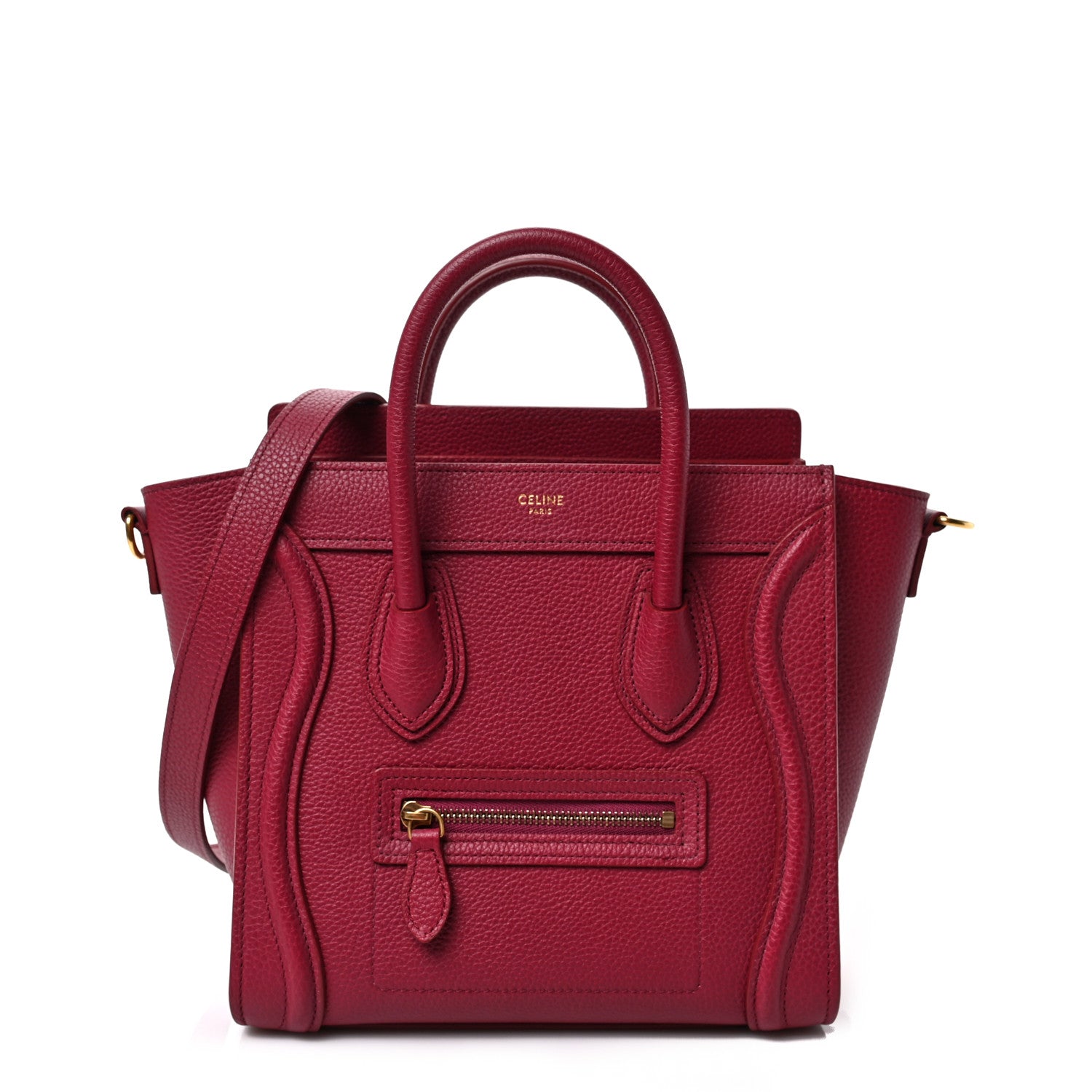 Celine Drummed Calfskin Nano Luggage Plum 1 of 9