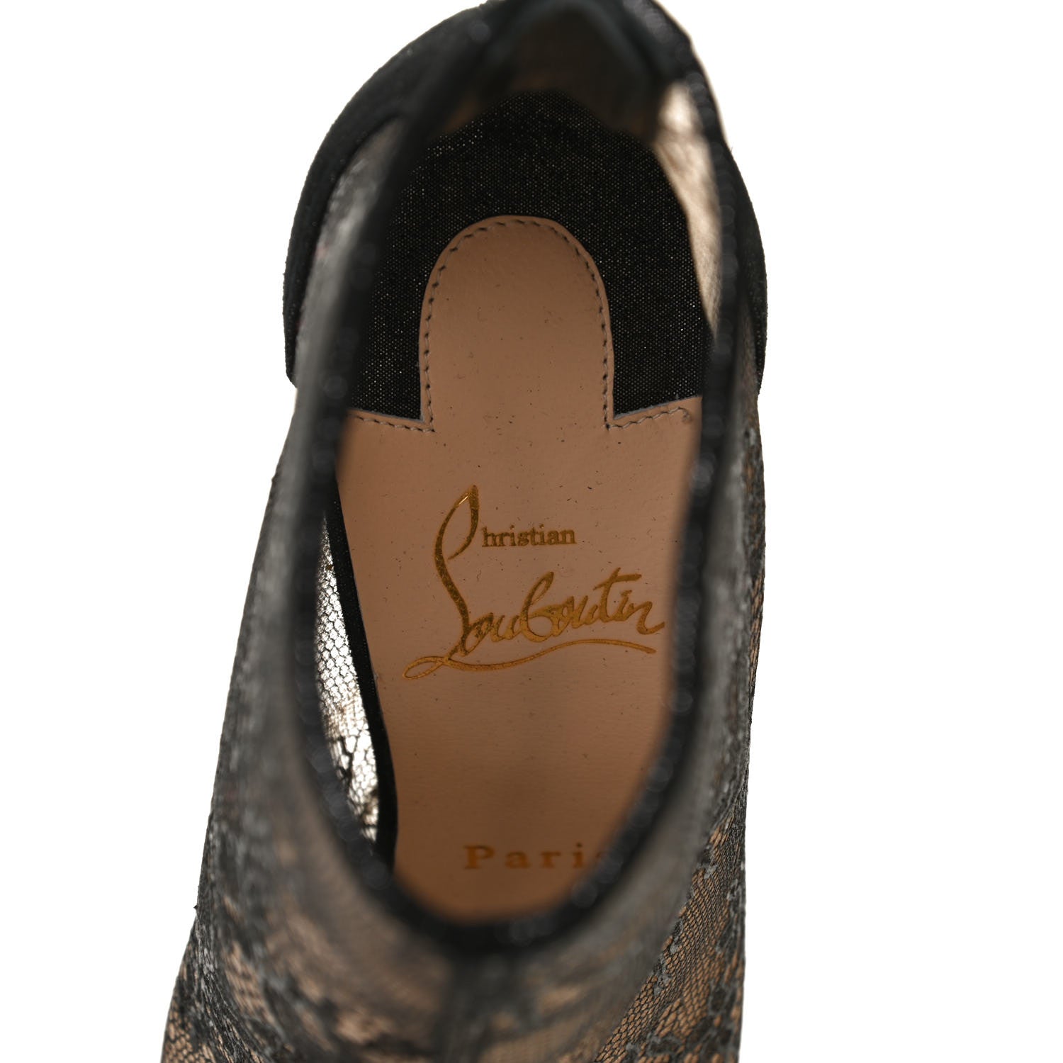 Christian Louboutin Lace Lame Specchio Gipsybootie 100 Ankle Boots 36 Black 10 of 13