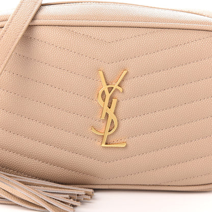 Saint Laurent Grain De Poudre Matelasse Monogram Mini Lou Camera Bag Dark Beige 7 of 9