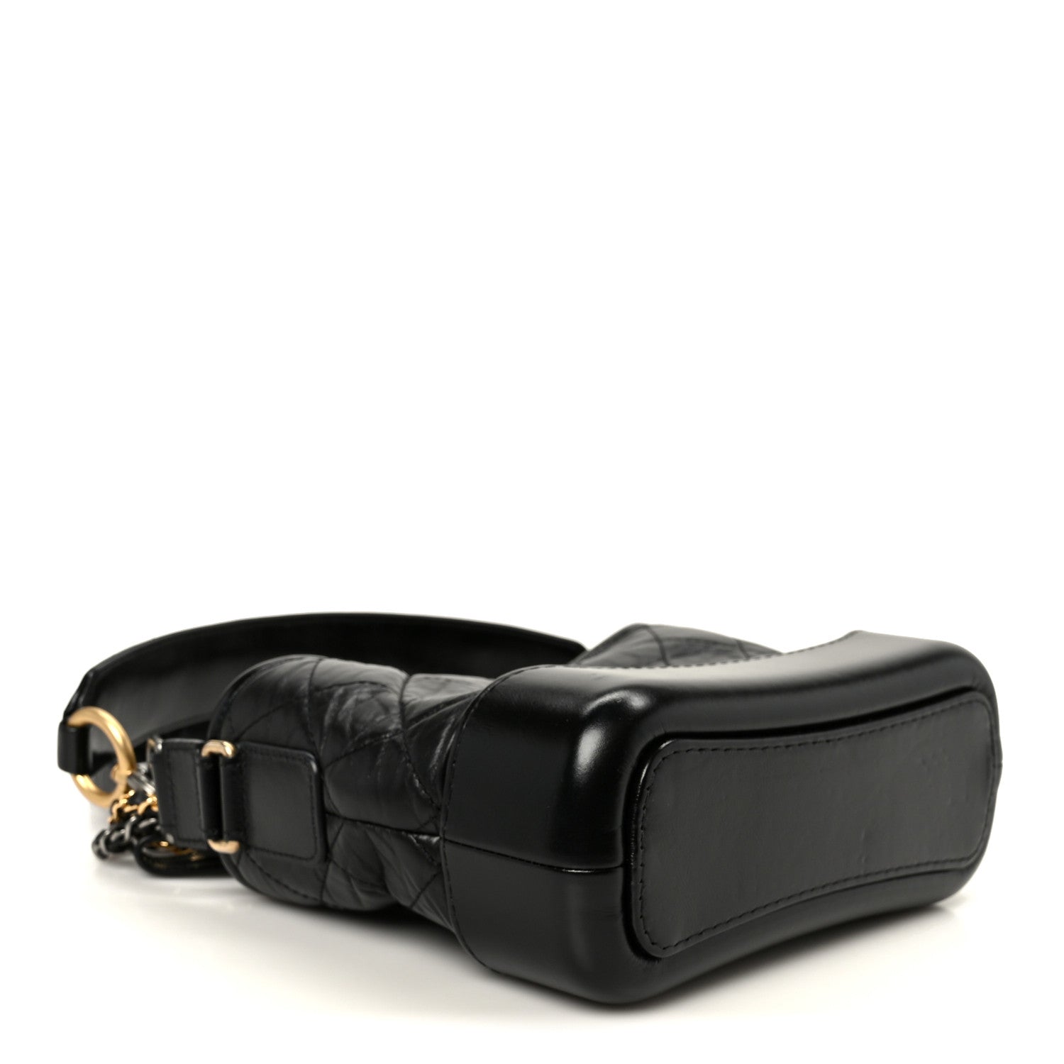 Chanel Aged Calfskin Quilted Small Gabrielle Logo Hobo Black 4 of 10