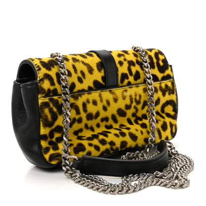 Saint Laurent Pony Hair Calfskin Monogram Leopard Print Baby Punk Chain Bag Yellow 3 of 9