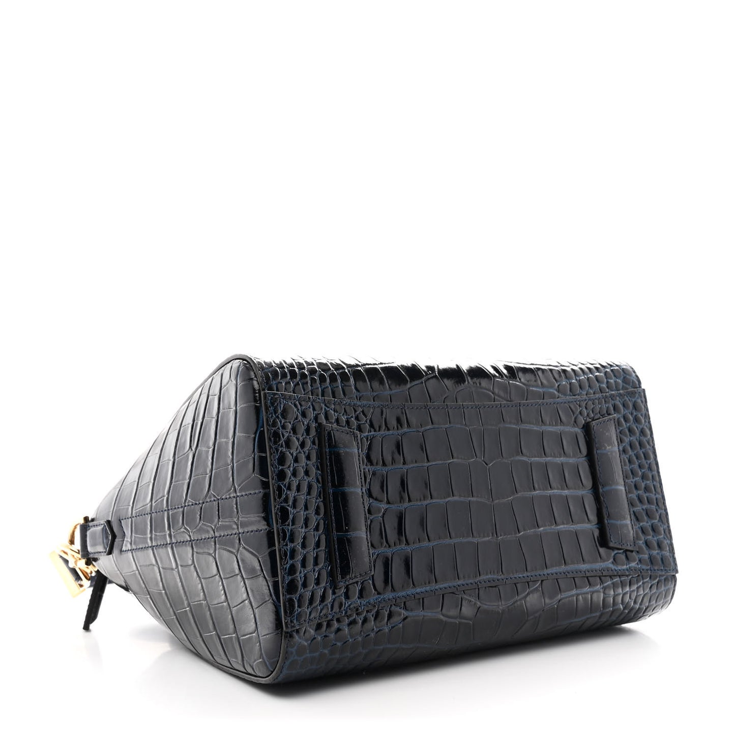 Calfskin Crocodile Embossed Small Antigona Navy