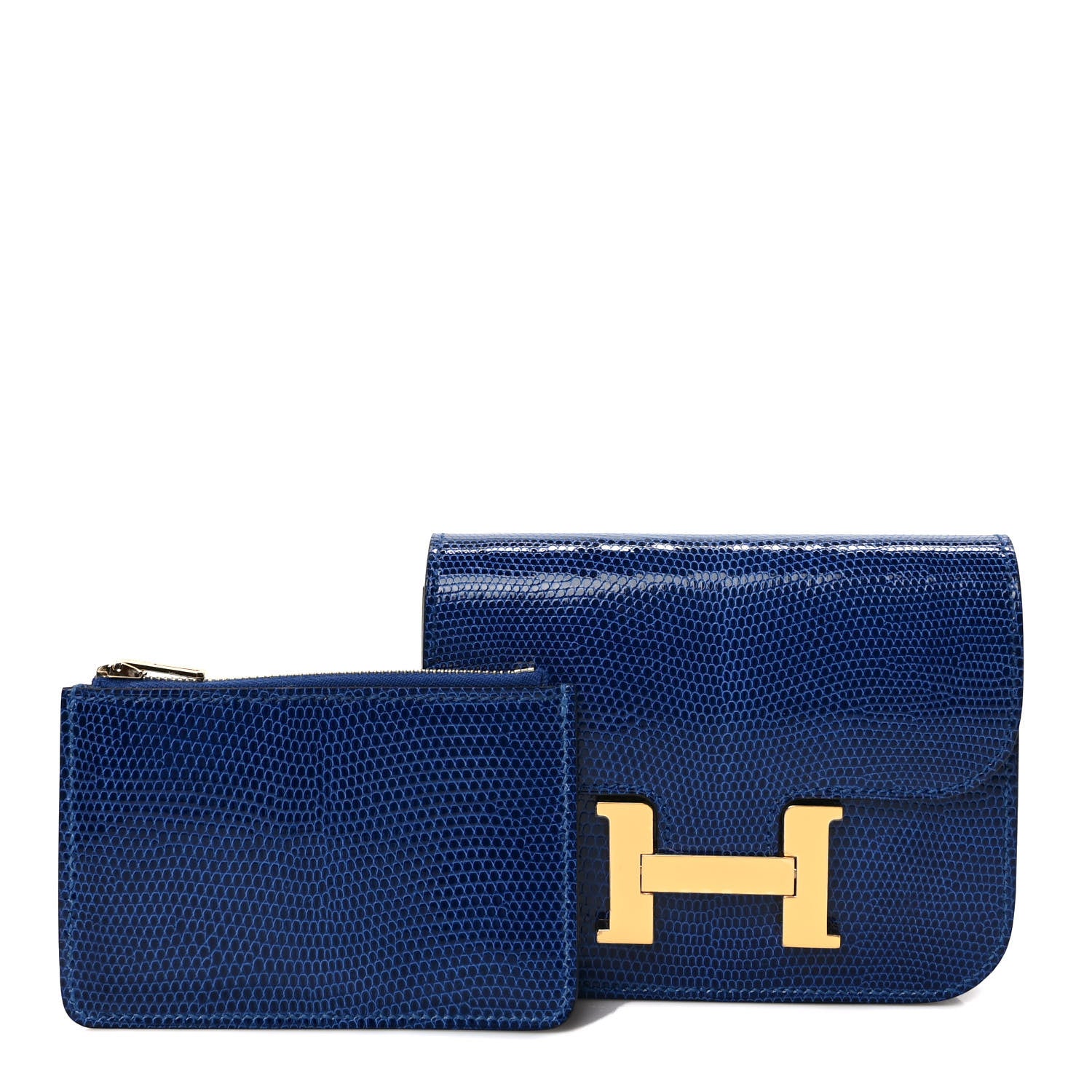 Hermes Lizard Constance Slim Wallet Bleu Saphir 1 of 8
