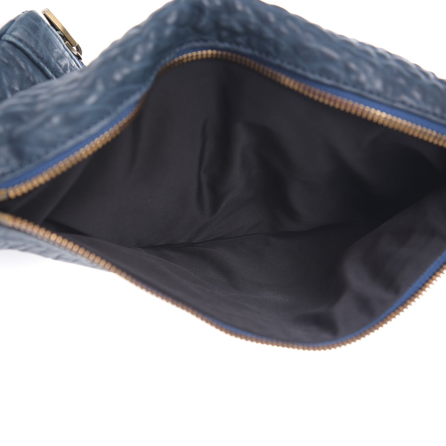 Textured Lambskin Dumbo Fold Over Clutch Blue