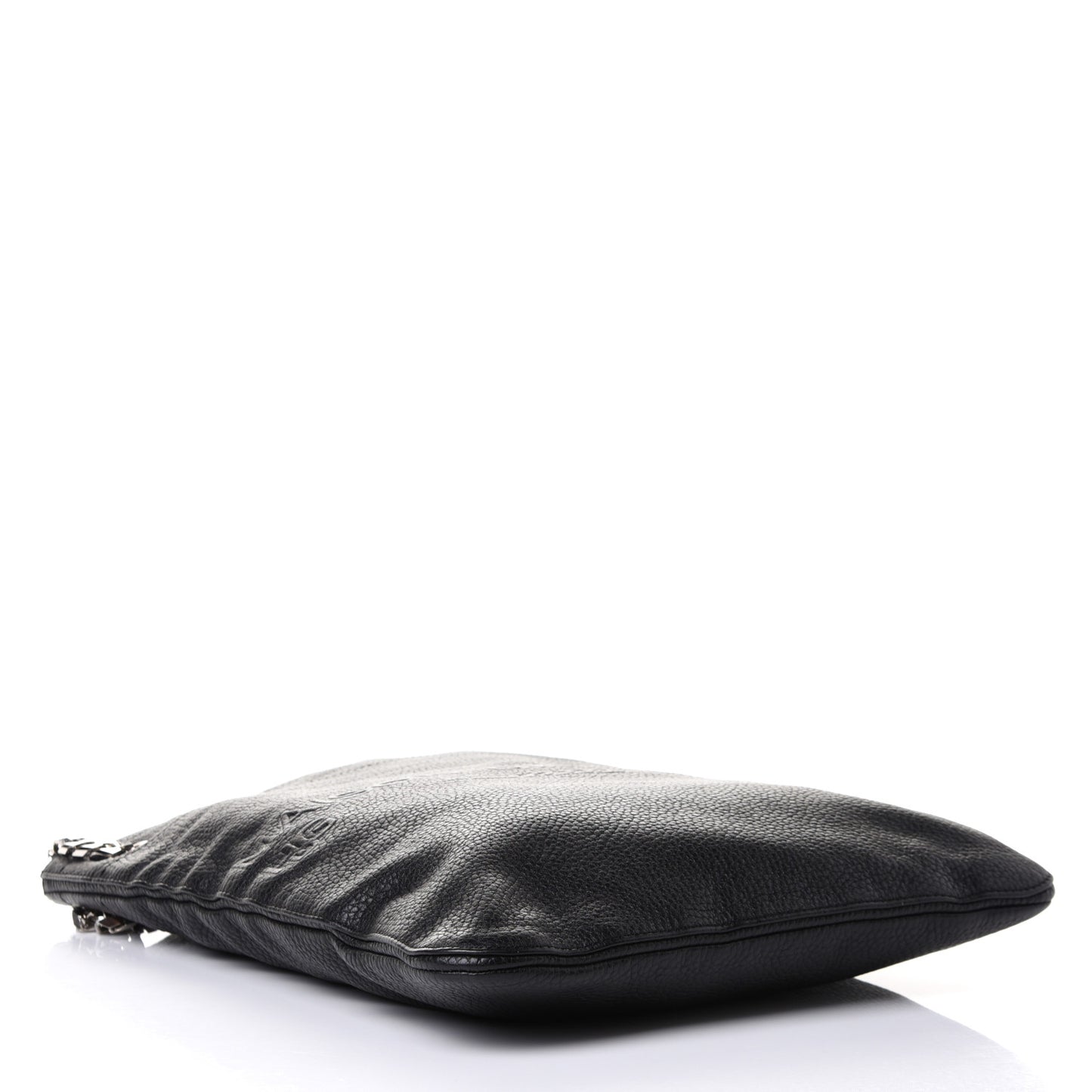 Pebbled Calfskin Large HDG Flat Tote Black