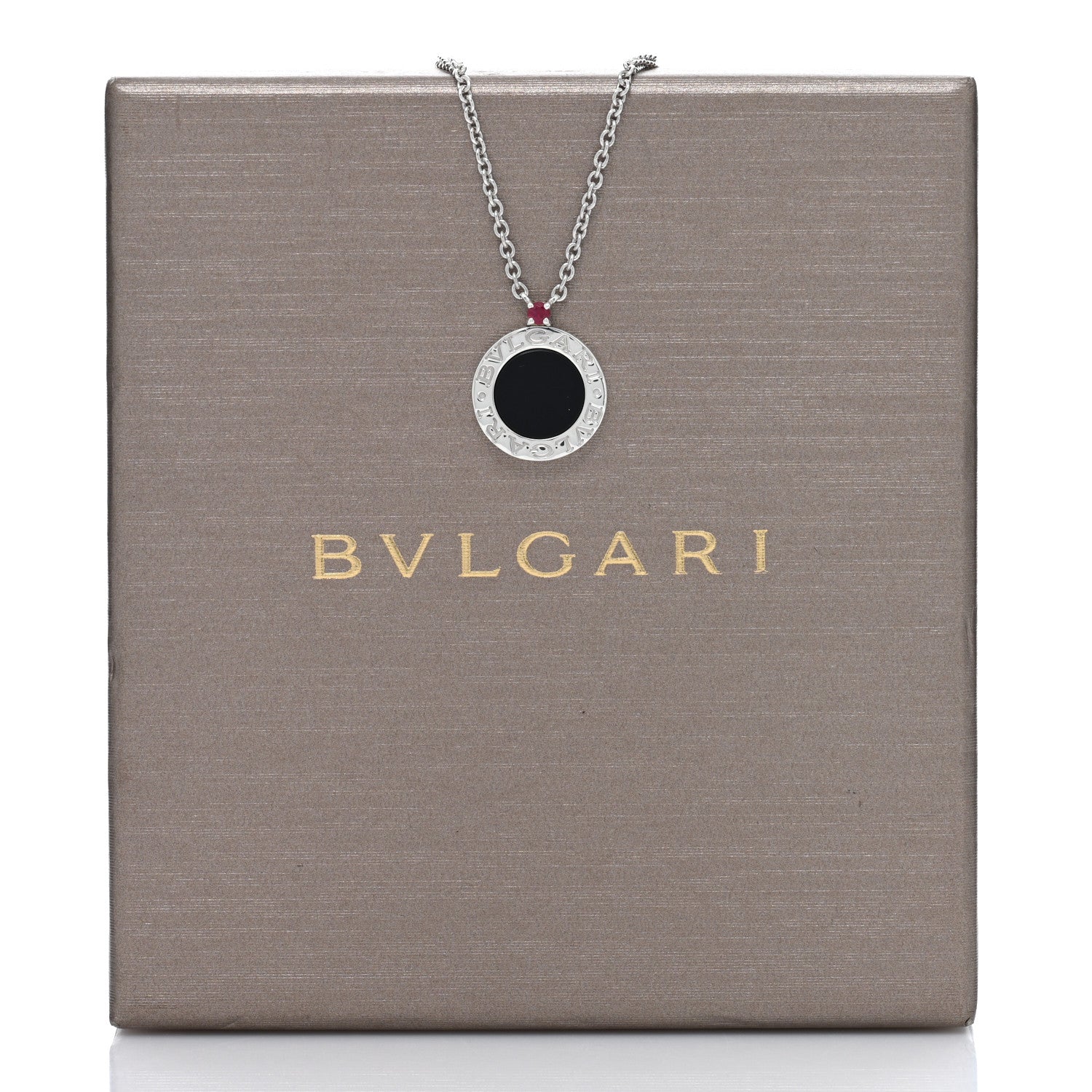 Bulgari Sterling Silver Black Onyx Ruby Save The Children Anniversary Pendant Necklace 5 of 5