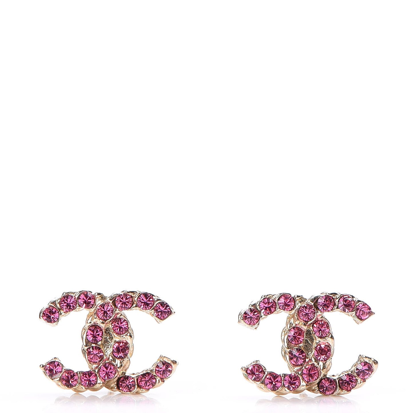 Crystal CC Earrings Gold Pink