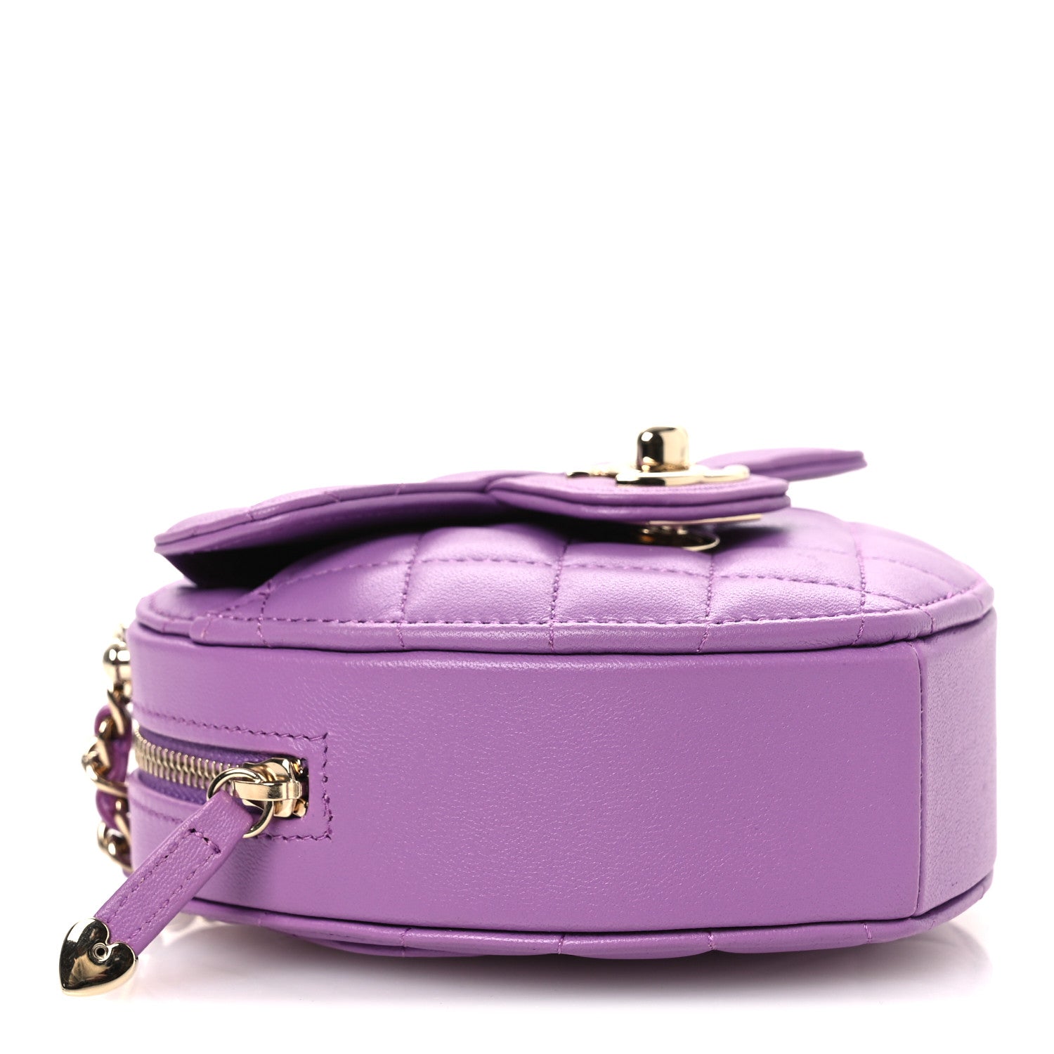 Chanel Lambskin Quilted CC In Love Heart Clutch With Chain Purple 4 of 10