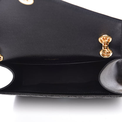 Saint Laurent Grain De Poudre Textured Mixed Matelasse Triquilt Medium Monogram Satchel Black 6 of 8