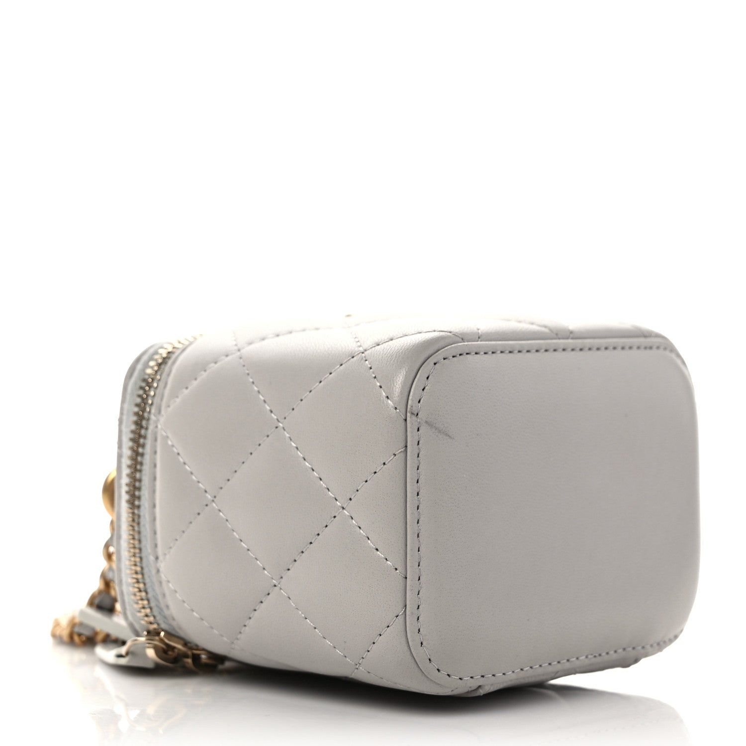 Chanel Lambskin Quilted Top Handle Mini Vanity Case With Chain Grey 4 of 10