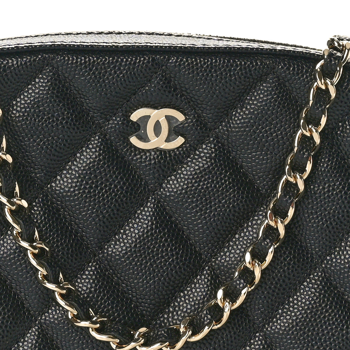 Caviar Quilted Vanity With Chain Black