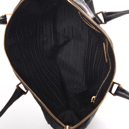 Prada Tessuto Nylon Soft Calfskin Shoulder Bag Black 5 of 7