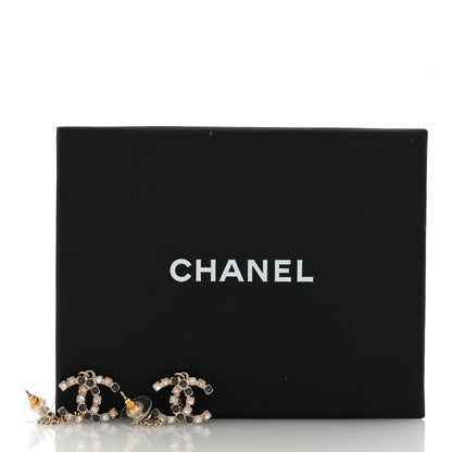Chanel Crystal CC Drop Earrings Pink Grey Gold 5 of 5